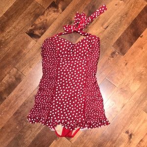 Vintage style red one piece swimsuit
